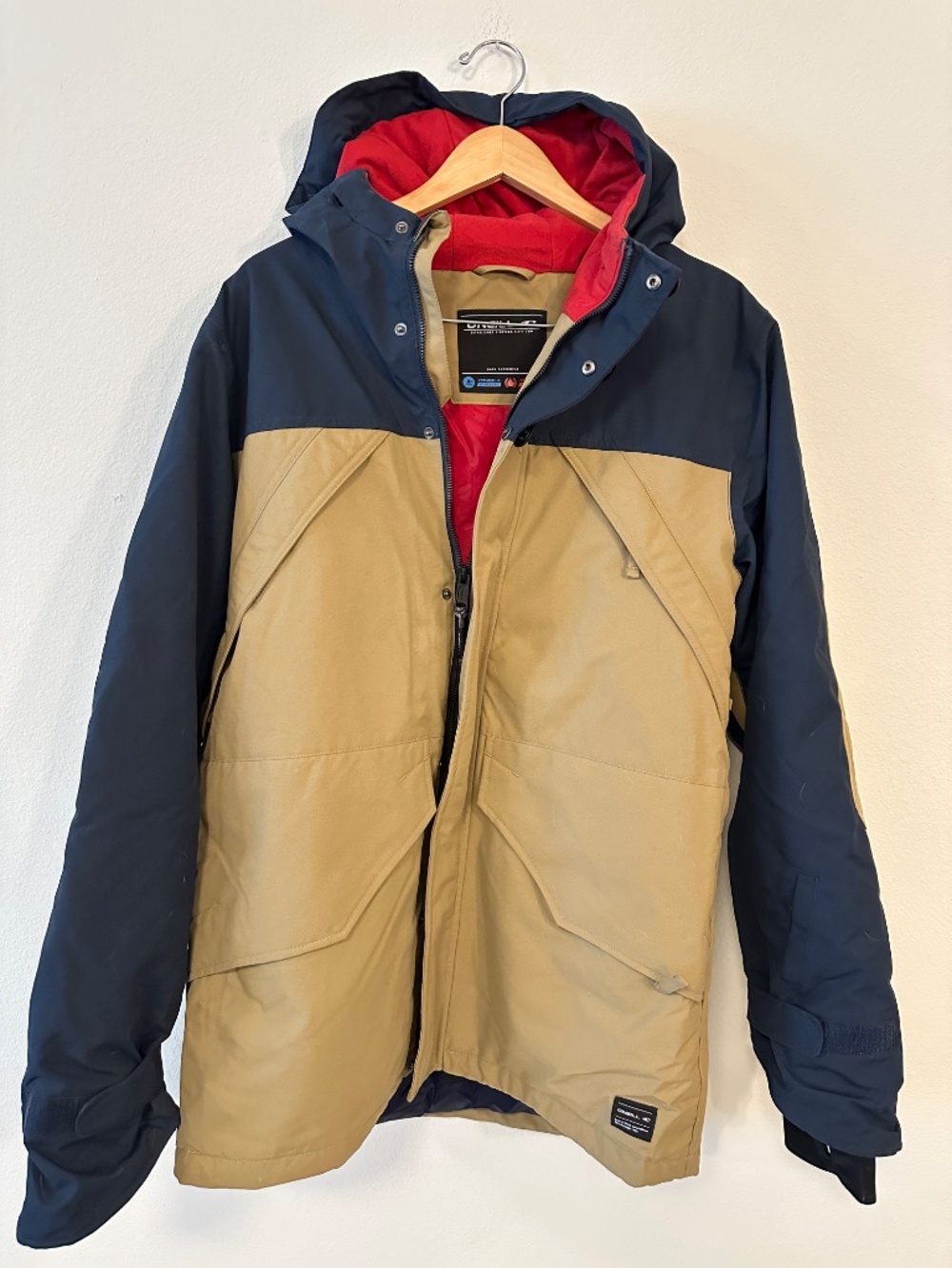 O'Neill Hyperdry 20K Snowboard Ski Jacket Men's M Tan Navy